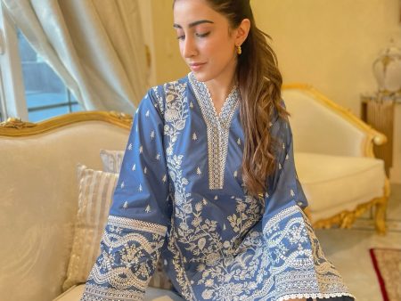 Eid Edit  24 - Cobalt Blue Embroidered Kurta Discount