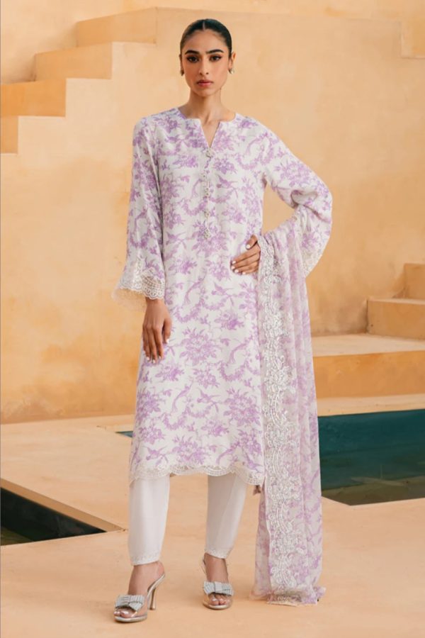 Eid Edit  24 - Pristine Pearl Silk Printed Shirt Online Hot Sale