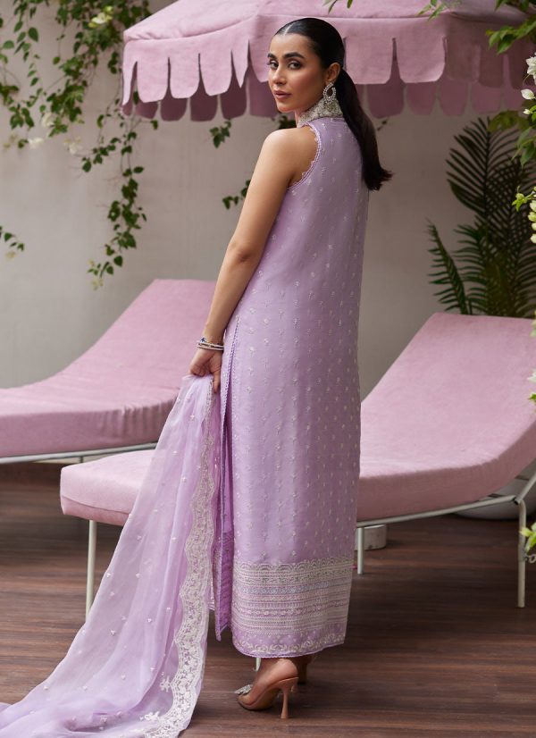 Tara Luxe Edit  24 - Larissa Lavender Embroidered Column Shirt With Organza Dupatta Cheap