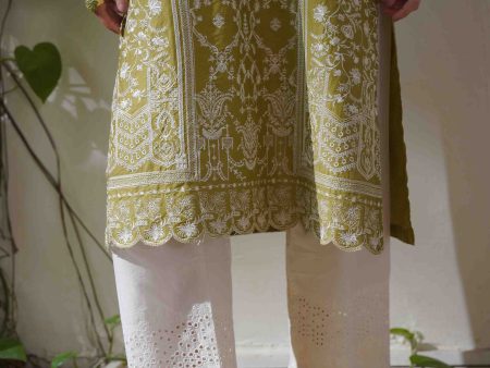 Eid Edit  24 - White Schiffli Pants Online Sale