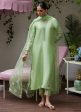 Tara Luxe Edit  24 - Katya Apple Green Cutwork Raw Silk Shirt With Organza Dupatta Fashion