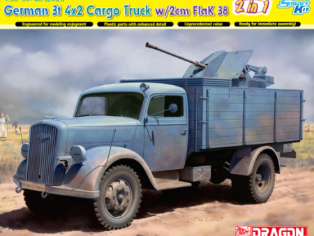 1 35 GERMAN 3t 4x2 CARGO TRUCK with 2cm FlaK 38 (SMART KIT) (2-in-1) For Discount